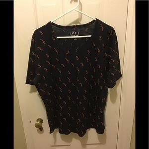 Loft navy blue floral print tee xxl